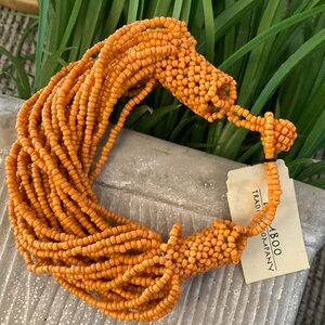 multi strand beaded bracelet NEW orange bamboo trading company bohemian